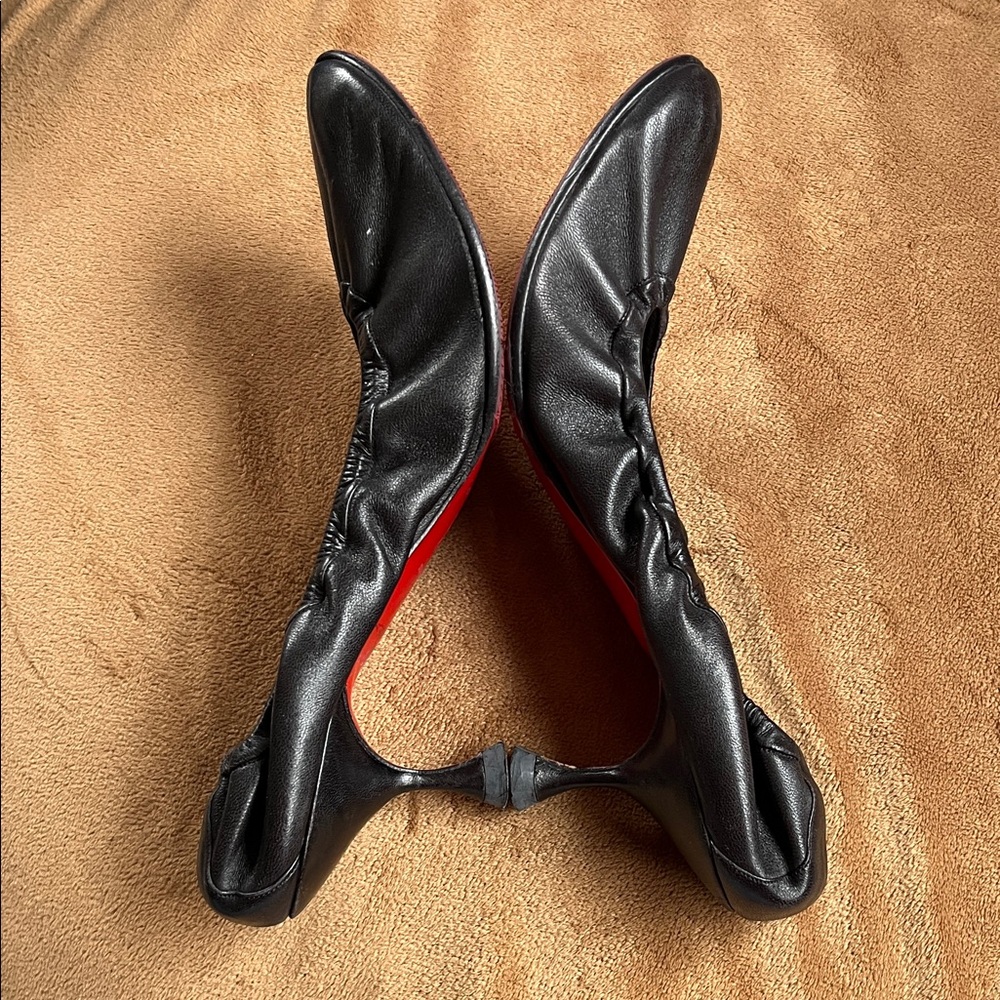 Christian Louboutin Black Leather Kitten Heels - Picture 4 of 13